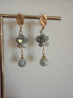 Boucles d’oreilles en perles  – Gris / bleu