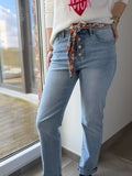 Jeans boutons roses