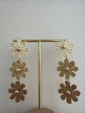 Boucles d’oreilles fleurs en dégradé de beige 