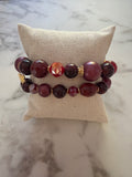 Duo de perles bordeaux 