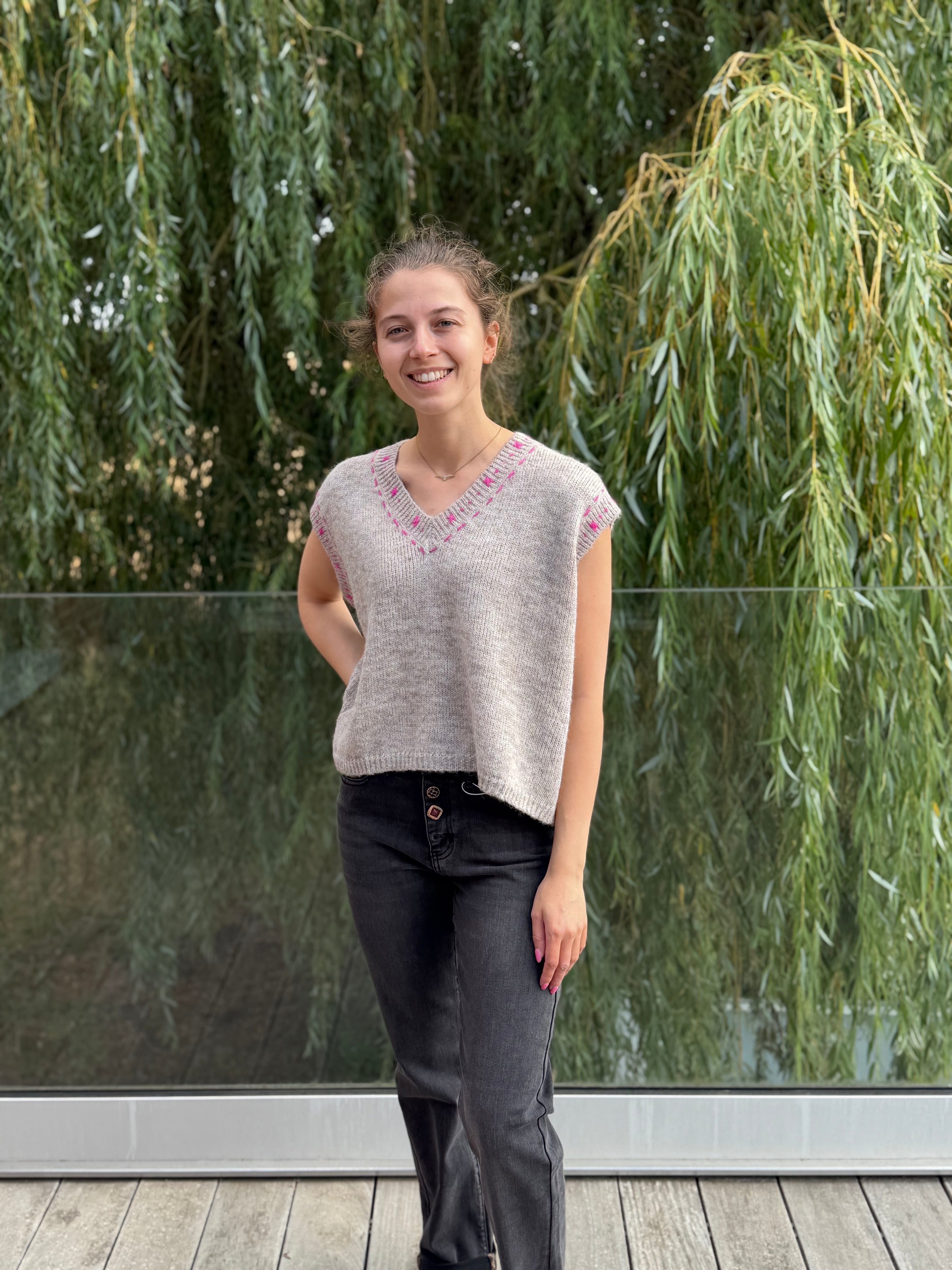 Pull sans manches Adèle – Gris clair