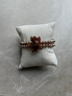 Bracelet en perles avec fleur – Caramel