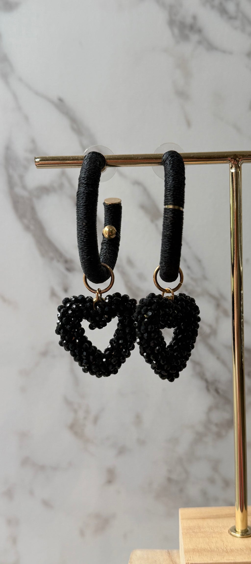 Boucles d'oreilles cœurs noirs – Noir